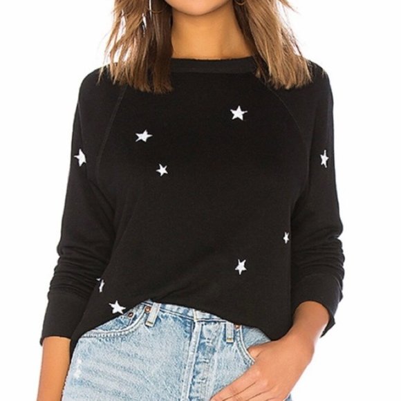 n:Philanthropy Montreal Black with White Starts Sweater Sweatshirt Small